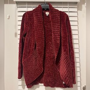 Red Chenille Chunky Cardigan